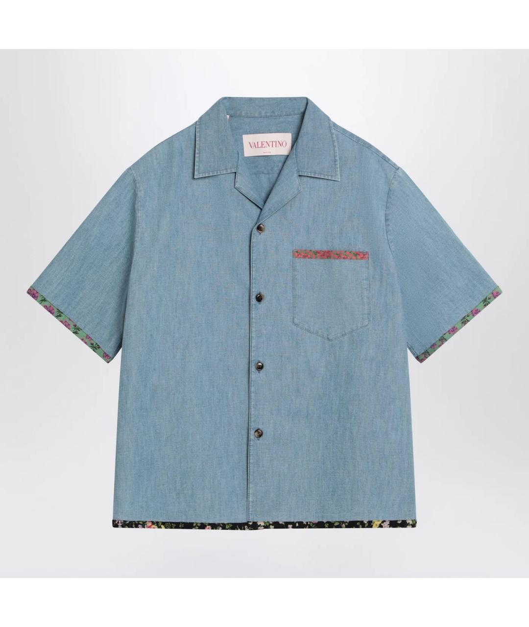 VALENTINO Голубая хлопковая кэжуал рубашка, фото 3