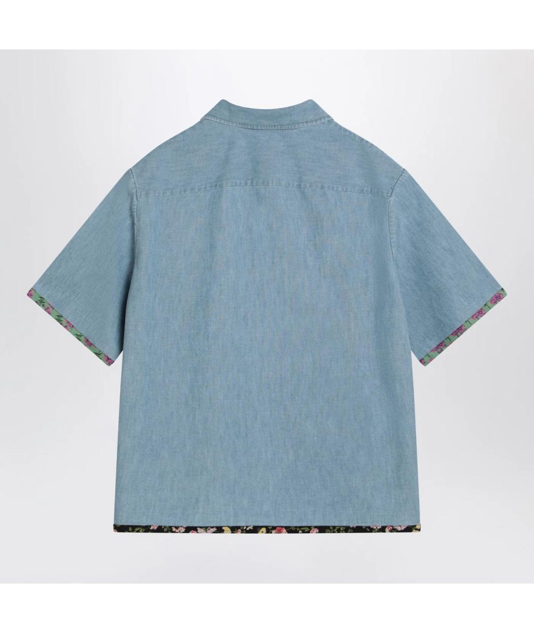 VALENTINO Голубая хлопковая кэжуал рубашка, фото 2