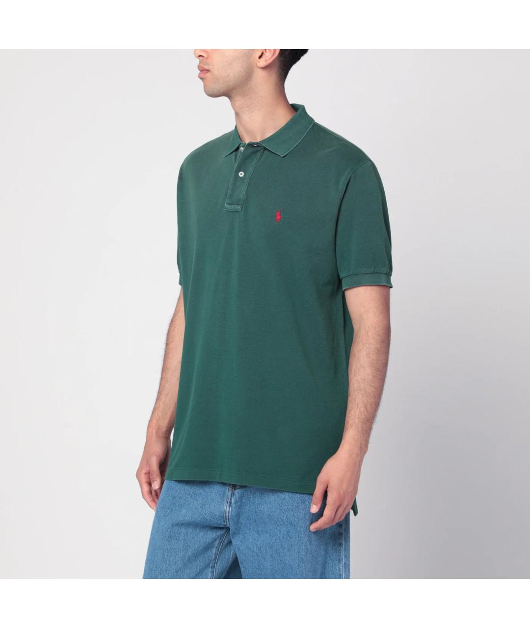 POLO RALPH LAUREN Зеленые хлопковое поло с коротким рукавом, фото 3