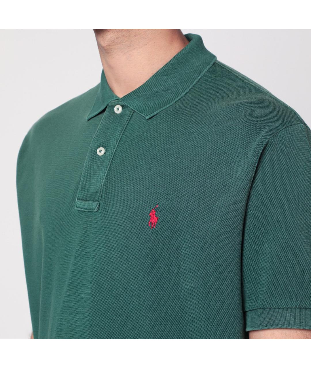 POLO RALPH LAUREN Зеленые хлопковое поло с коротким рукавом, фото 2