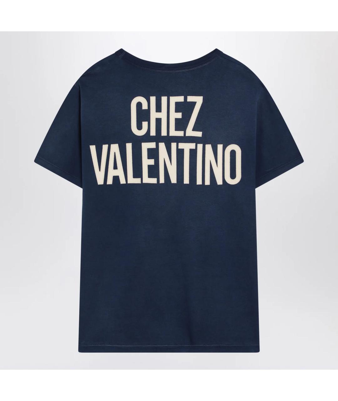 VALENTINO Темно-синяя хлопковая футболка, фото 2