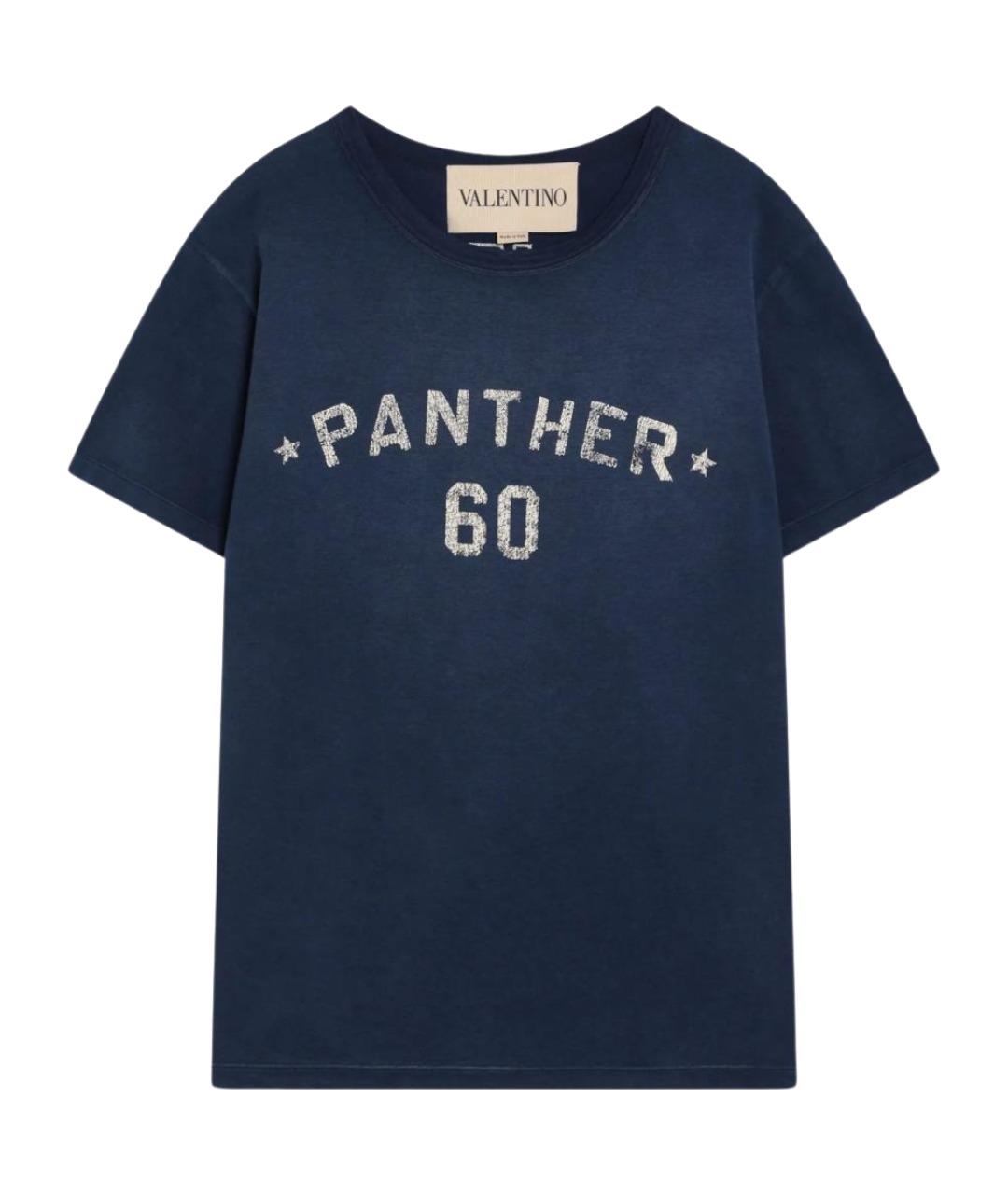 VALENTINO Темно-синяя хлопковая футболка, фото 1