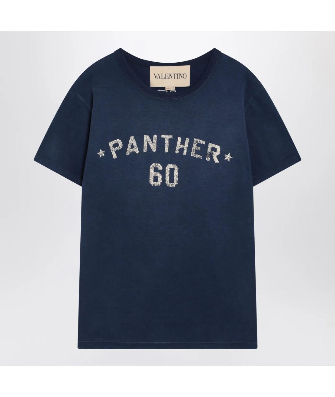 VALENTINO Темно-синяя хлопковая футболка, фото 3