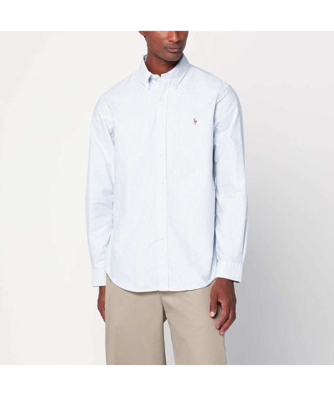 POLO RALPH LAUREN Голубое хлопковое поло с коротким рукавом, фото 3