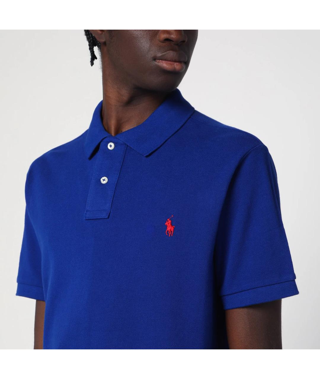 POLO RALPH LAUREN Синее хлопковое поло с коротким рукавом, фото 2