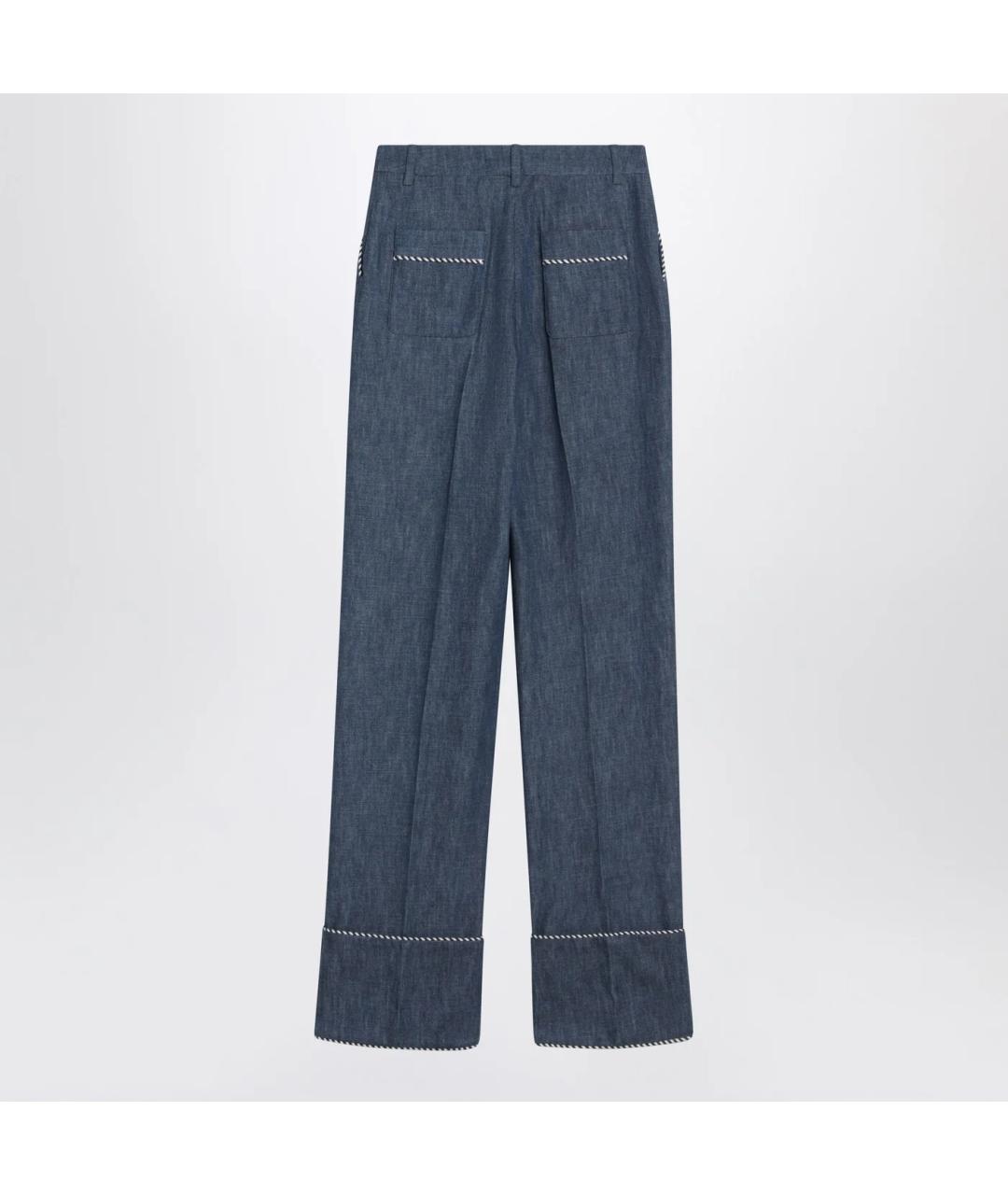 VALENTINO Синие хлопковые прямые брюки, фото 2