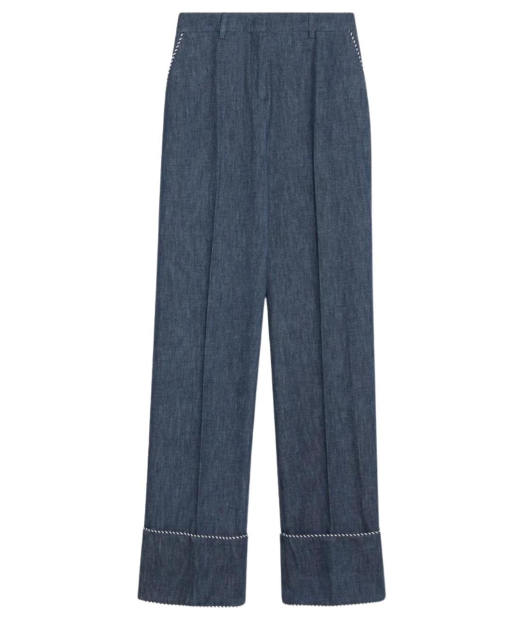 VALENTINO Синие хлопковые прямые брюки, фото 1