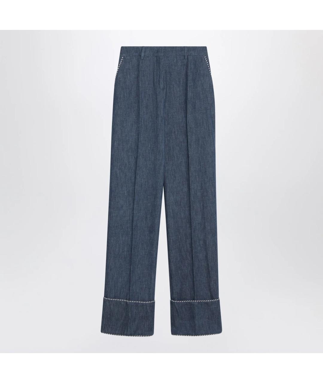 VALENTINO Синие хлопковые прямые брюки, фото 3