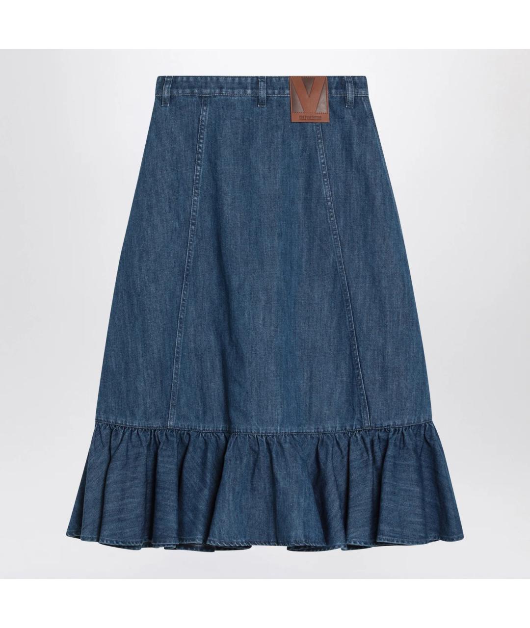 VALENTINO Синяя хлопковая юбка миди, фото 2
