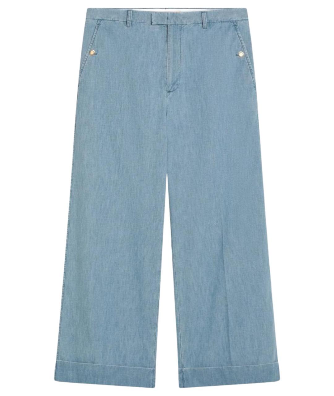 VALENTINO Голубые хлопковые прямые джинсы, фото 1