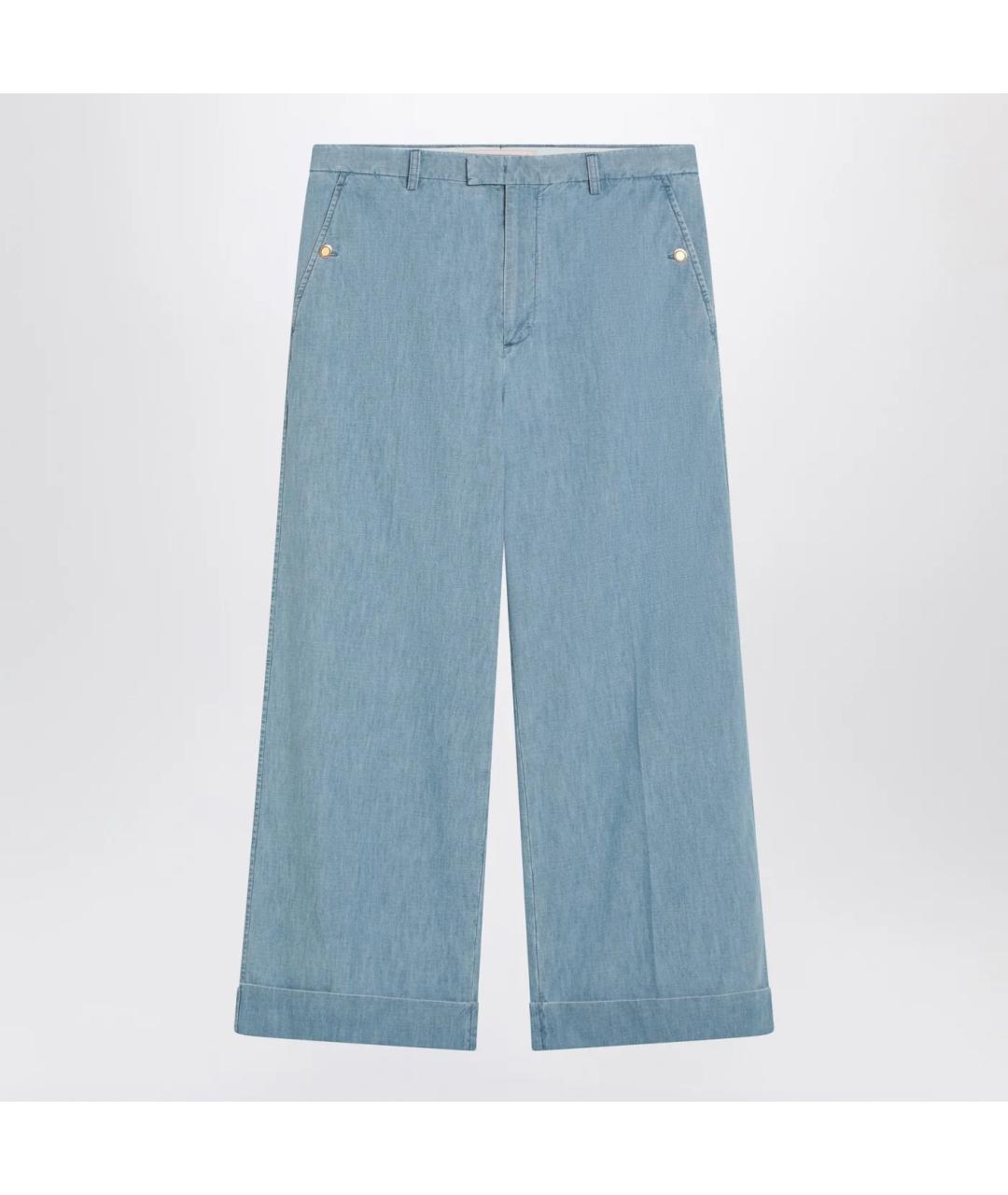 VALENTINO Голубые хлопковые прямые джинсы, фото 3
