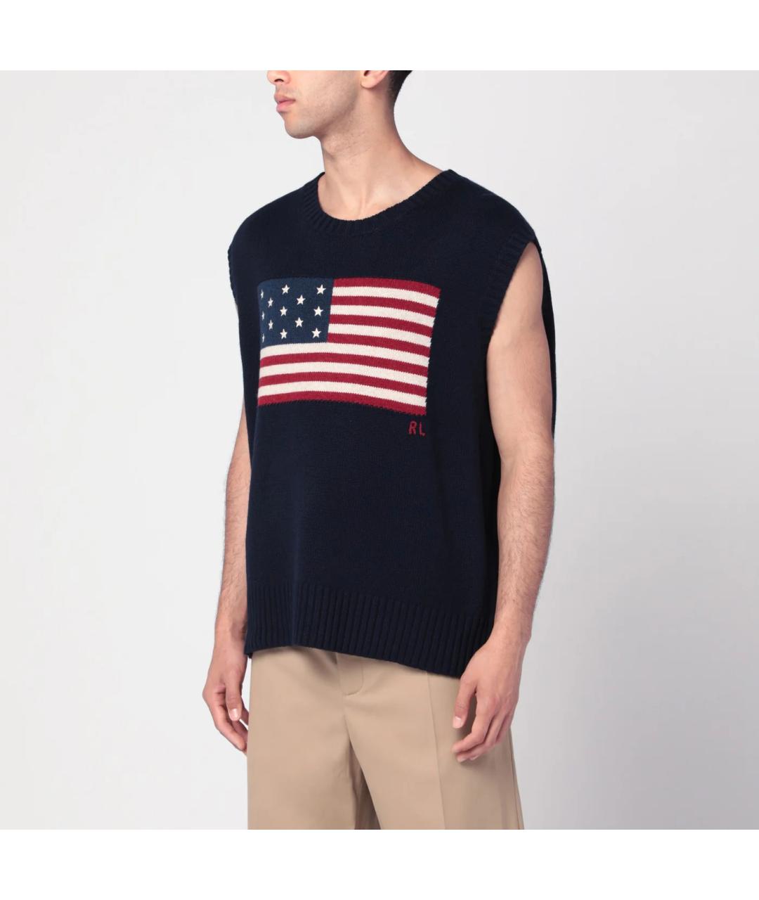 POLO RALPH LAUREN Темно-синяя шерстяная жилетка, фото 3