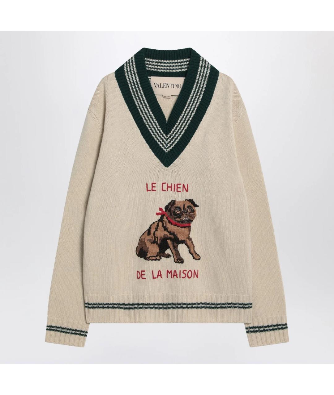 VALENTINO Бежевый шерстяной джемпер / свитер, фото 3