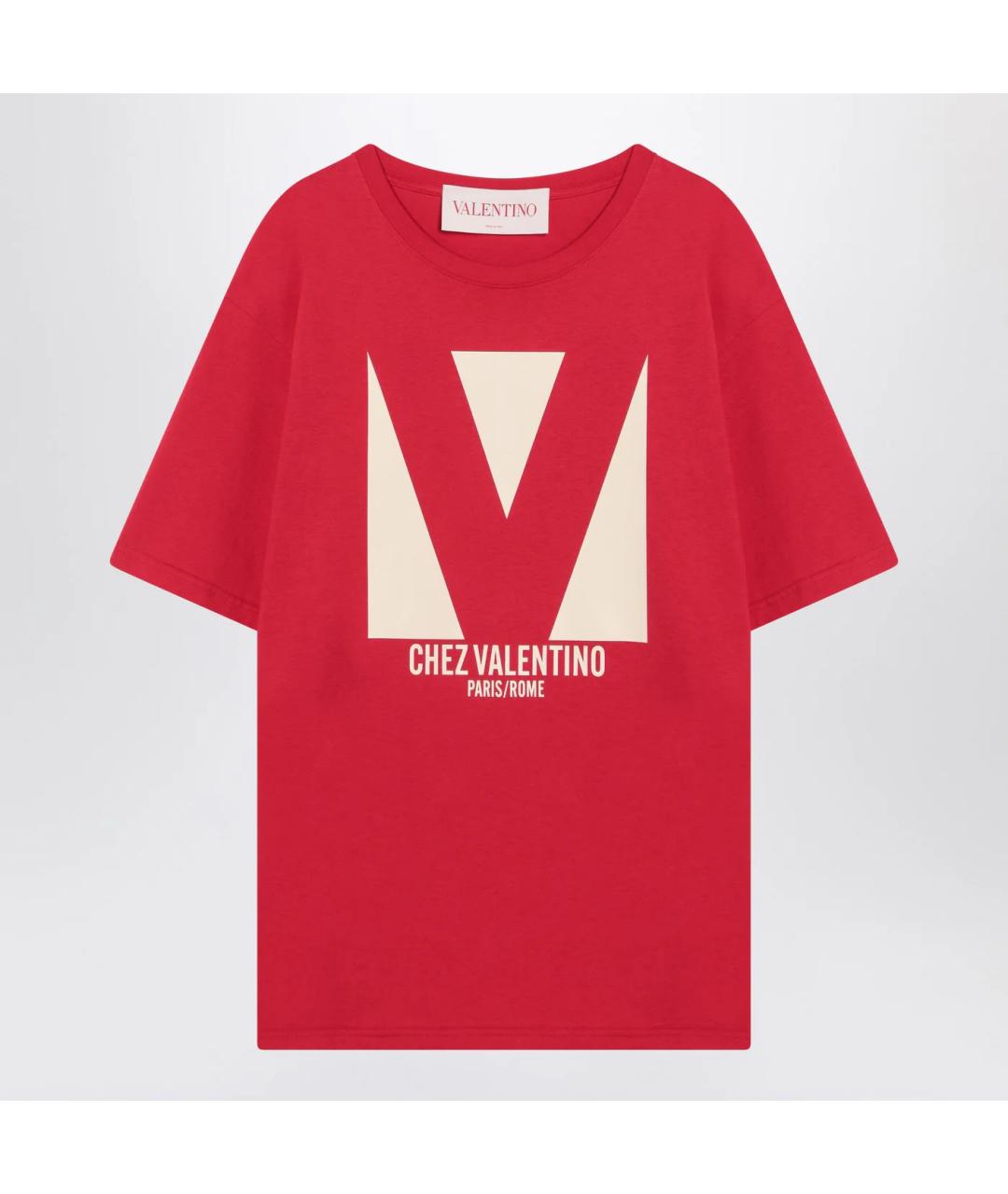 VALENTINO Красная хлопковая футболка, фото 3