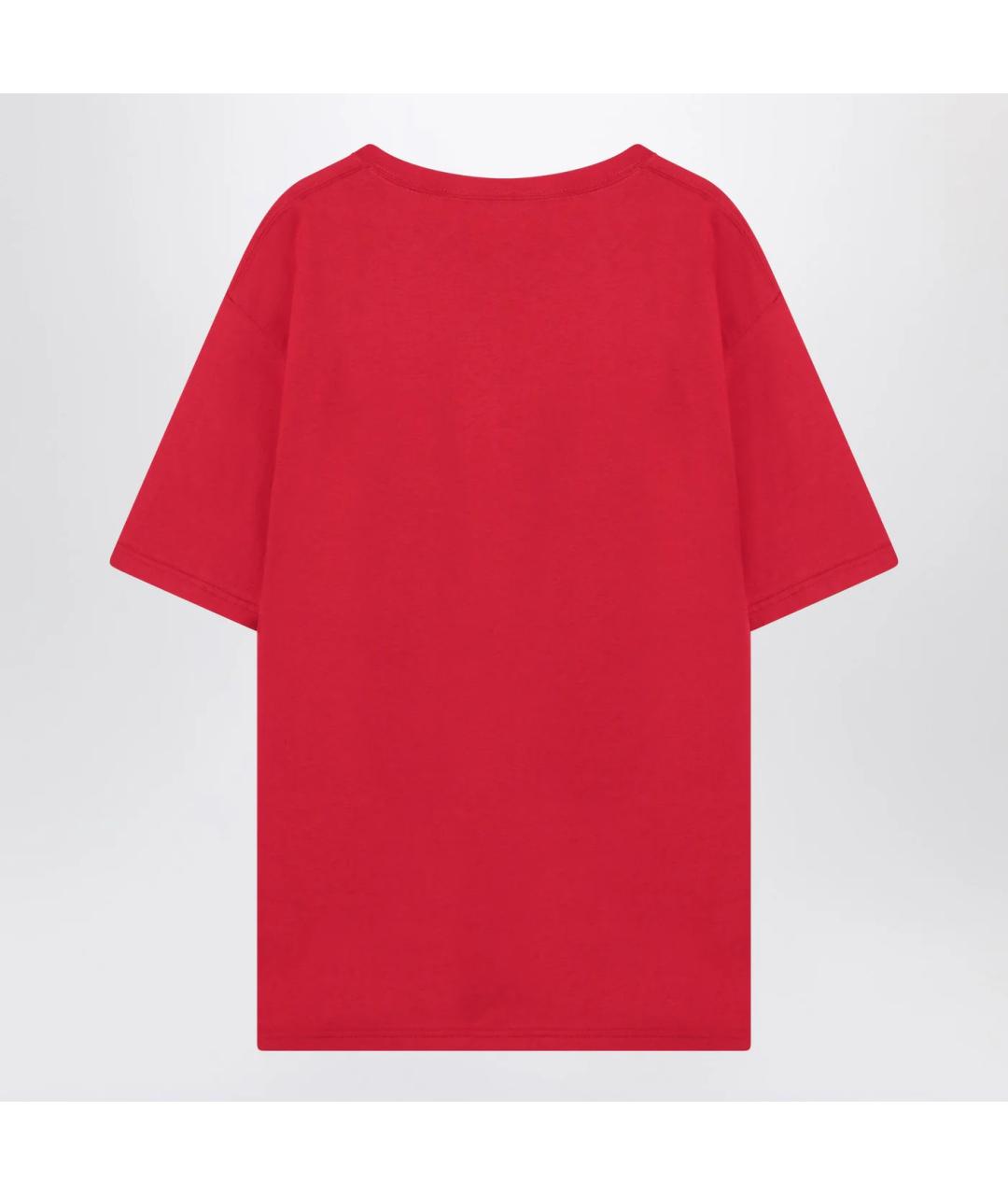 VALENTINO Красная хлопковая футболка, фото 2