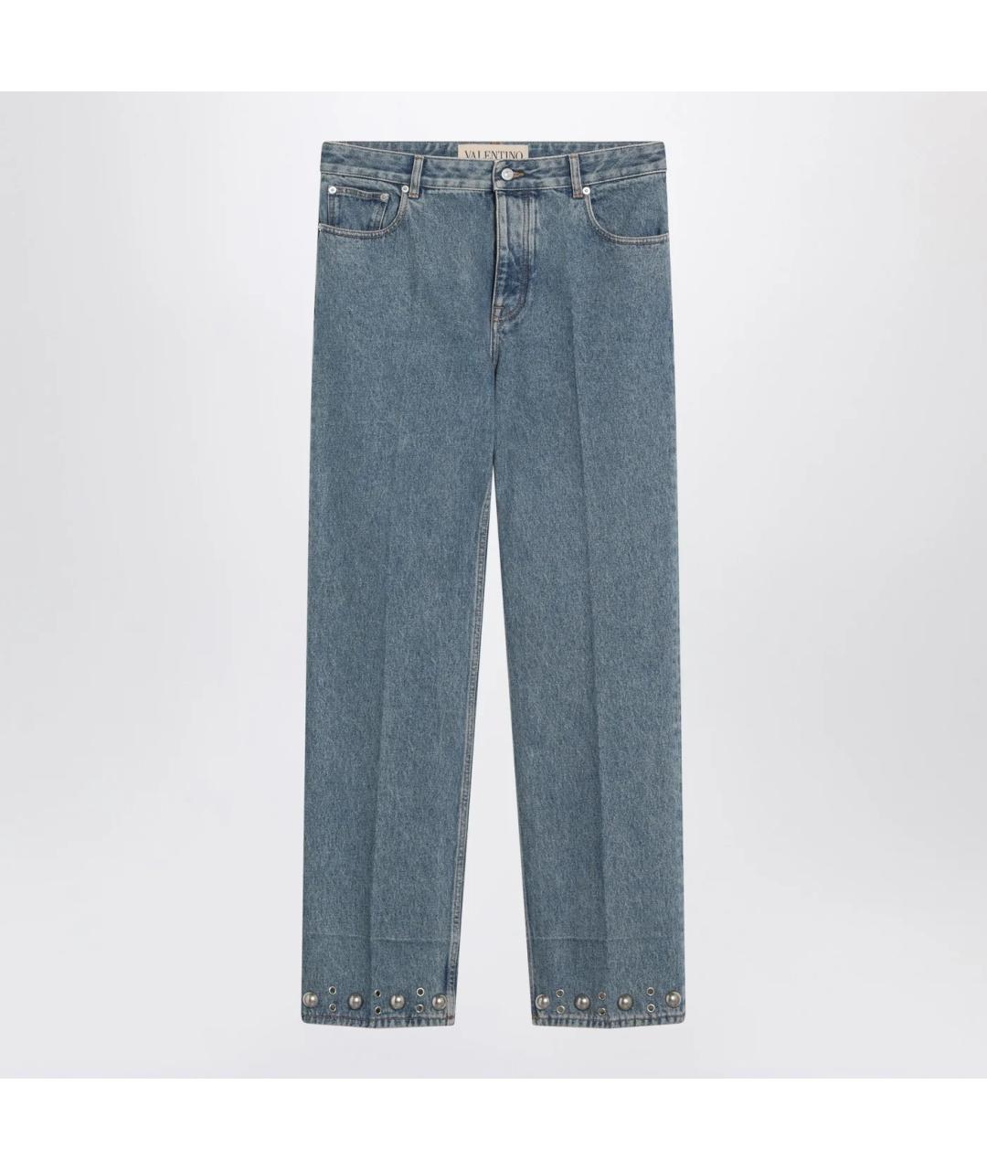 VALENTINO Голубые хлопковые прямые джинсы, фото 3