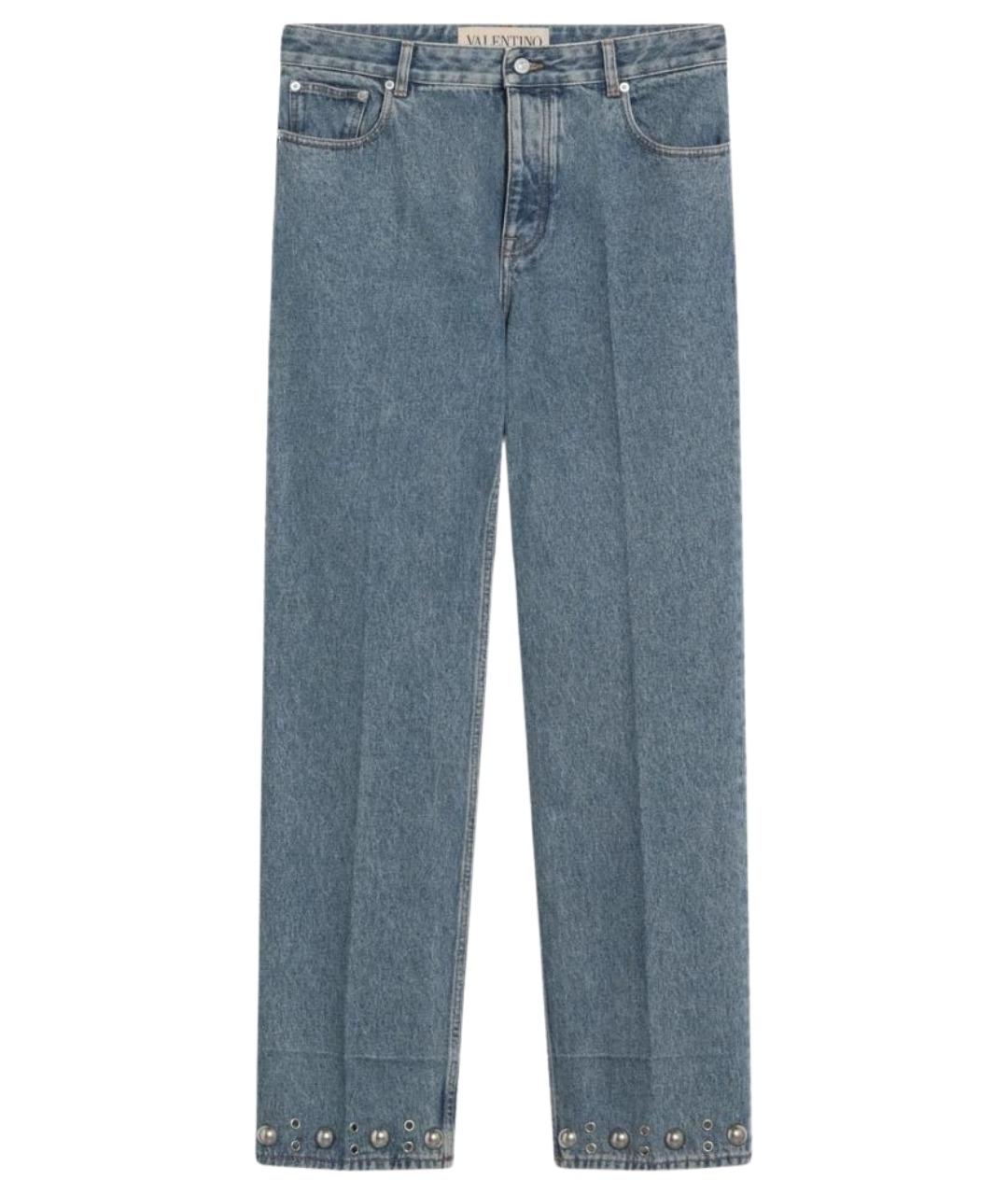 VALENTINO Голубые хлопковые прямые джинсы, фото 1