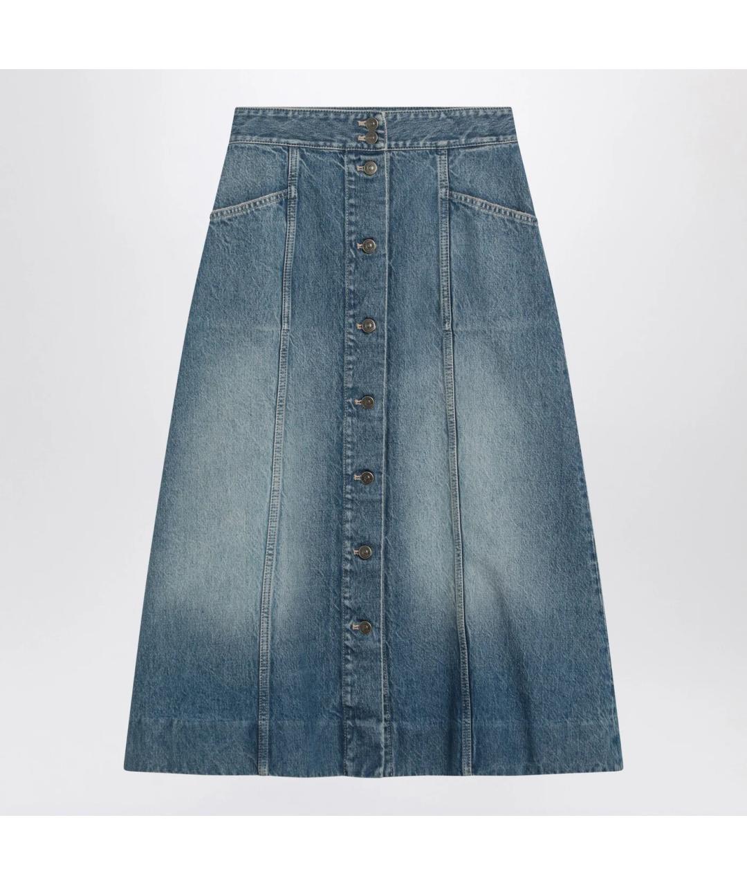 VALENTINO Синяя хлопковая юбка миди, фото 3
