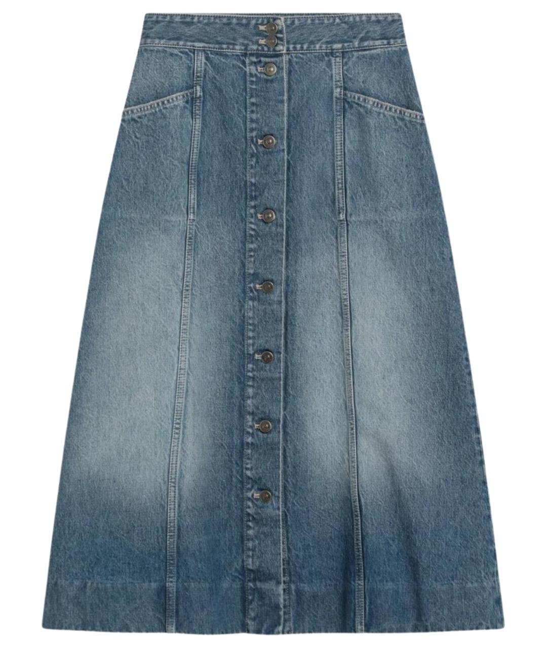 VALENTINO Синяя хлопковая юбка миди, фото 1