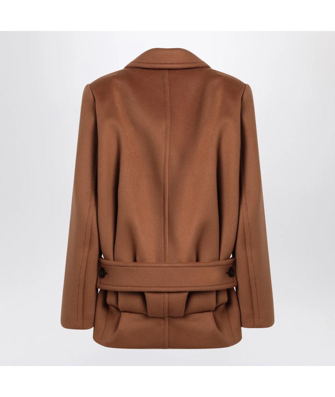 SAINT LAURENT Коричневое шерстяное пальто, фото 2