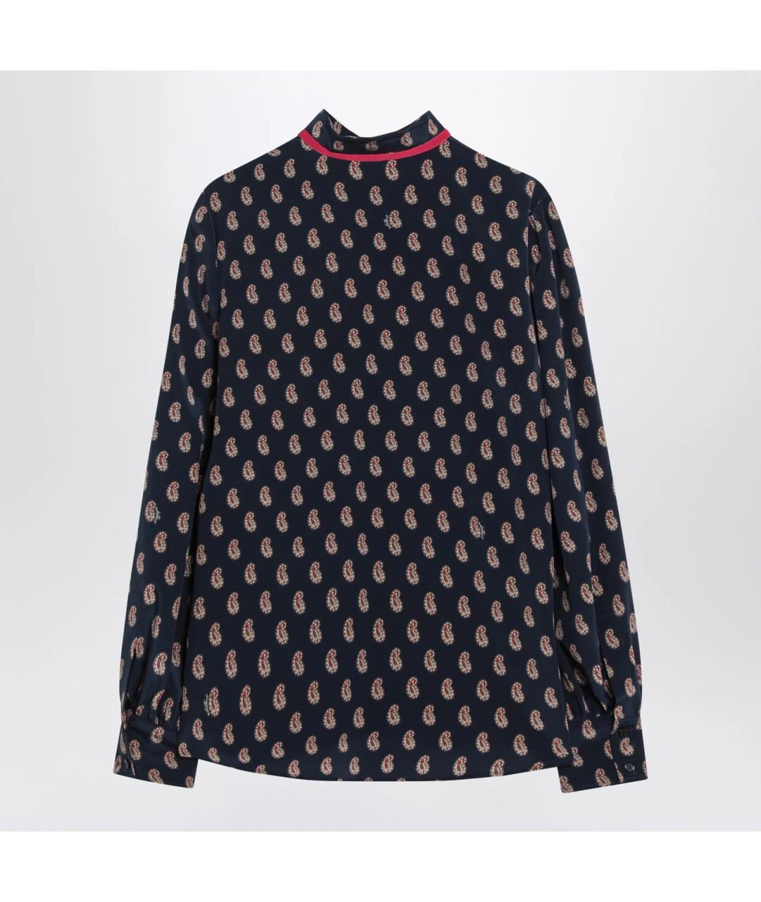 VALENTINO Темно-синяя шелковая блузы, фото 2