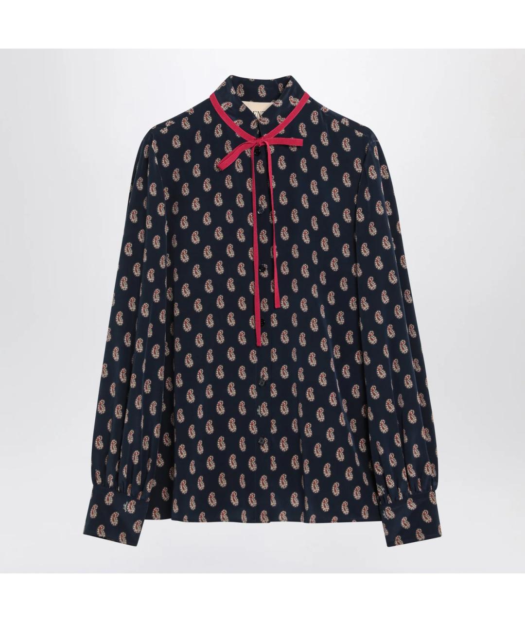 VALENTINO Темно-синяя шелковая блузы, фото 3