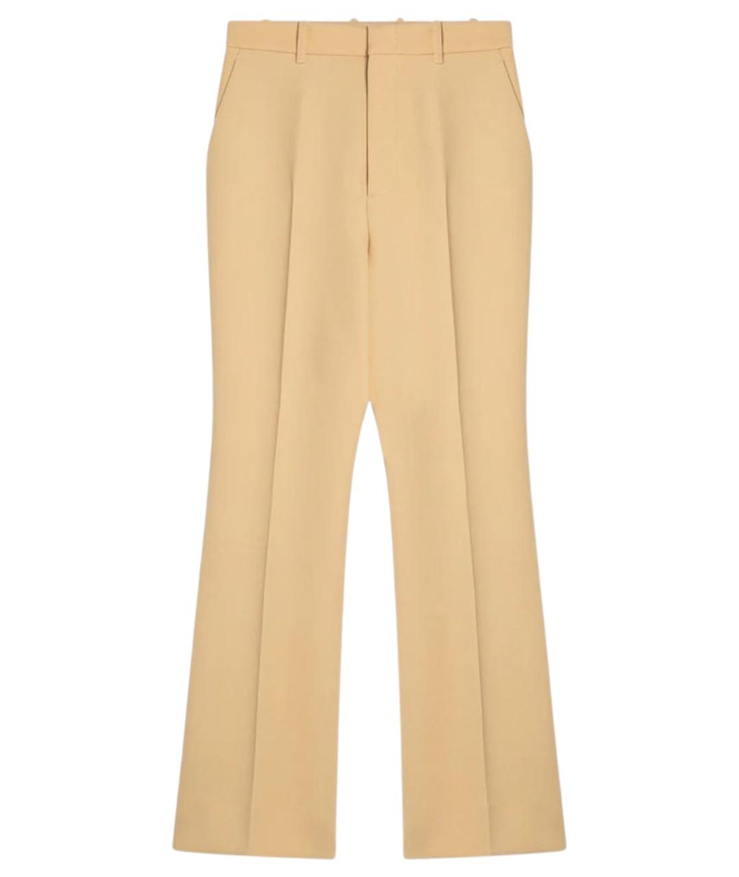 GUCCI Бежевые шерстяные прямые брюки, фото 1