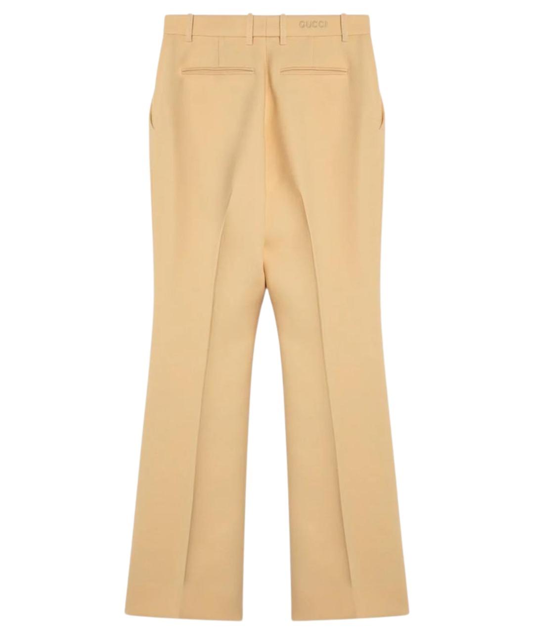 GUCCI Бежевые шерстяные прямые брюки, фото 2