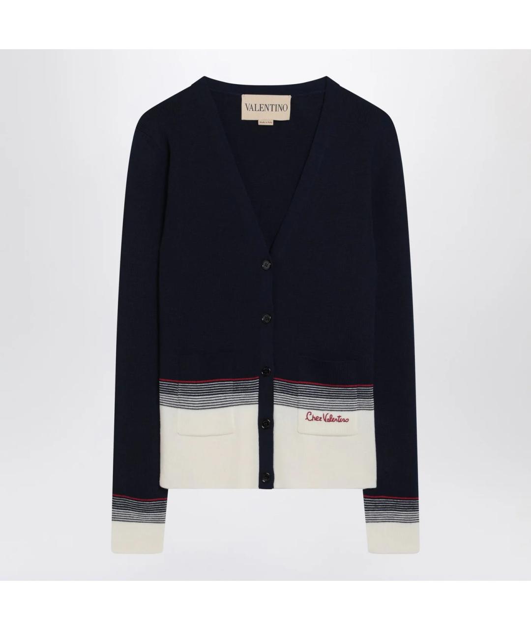 VALENTINO Темно-синий шерстяной кардиган, фото 3
