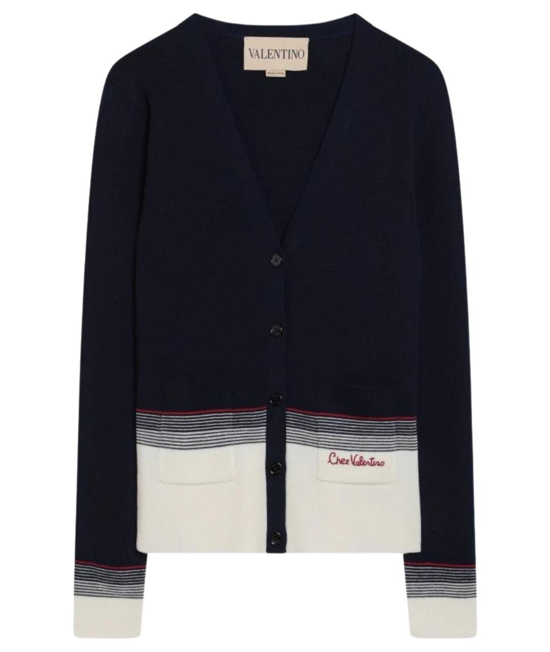 VALENTINO Темно-синий шерстяной кардиган, фото 1