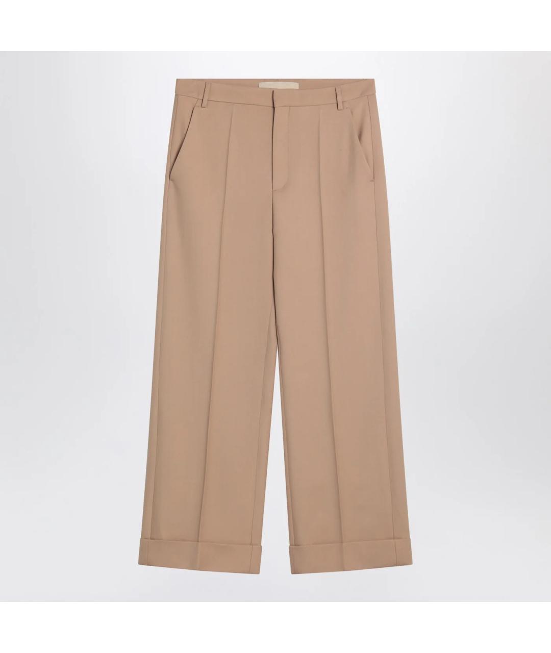 VALENTINO Бежевые шерстяные классические брюки, фото 3