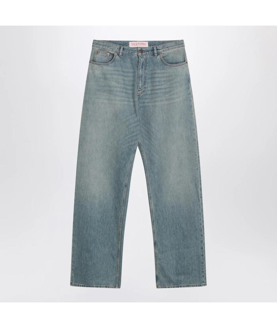 VALENTINO Голубые хлопковые прямые джинсы, фото 3