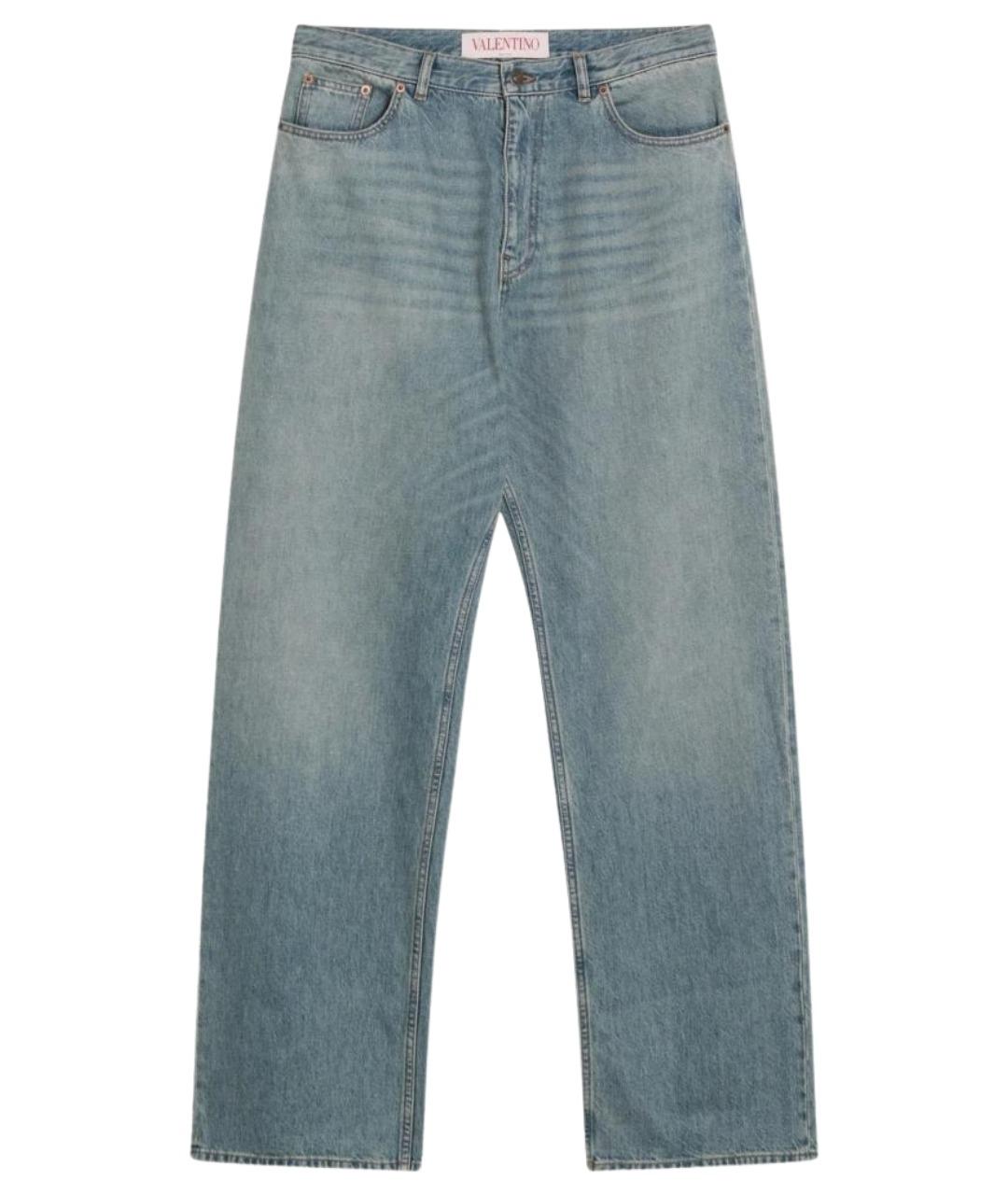 VALENTINO Голубые хлопковые прямые джинсы, фото 1