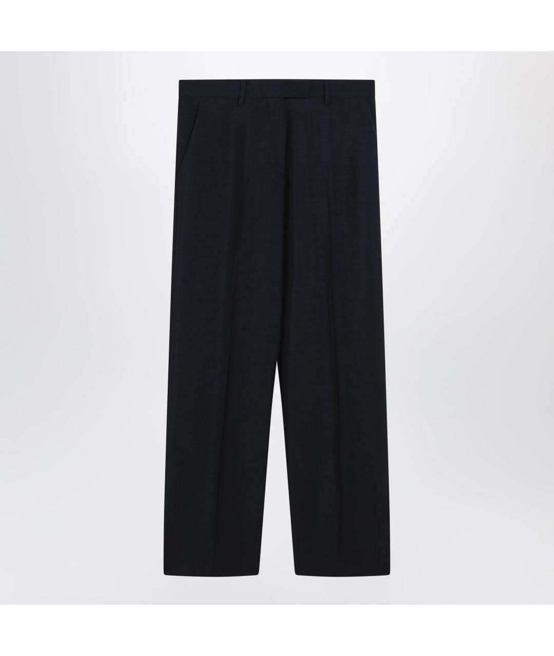 MIU MIU Темно-синие шерстяные прямые брюки, фото 3