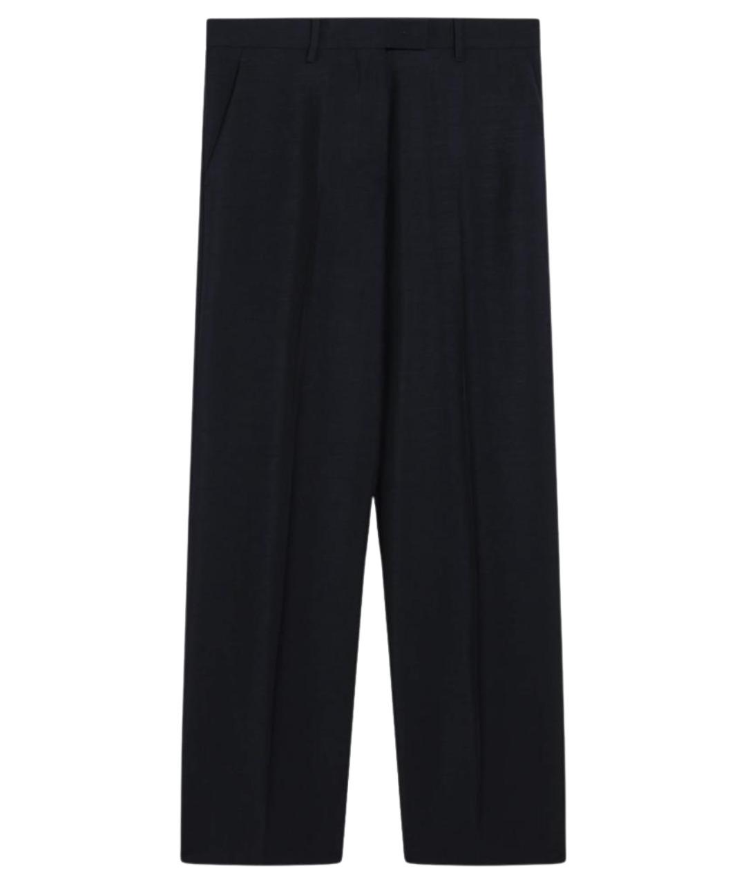 MIU MIU Темно-синие шерстяные прямые брюки, фото 1