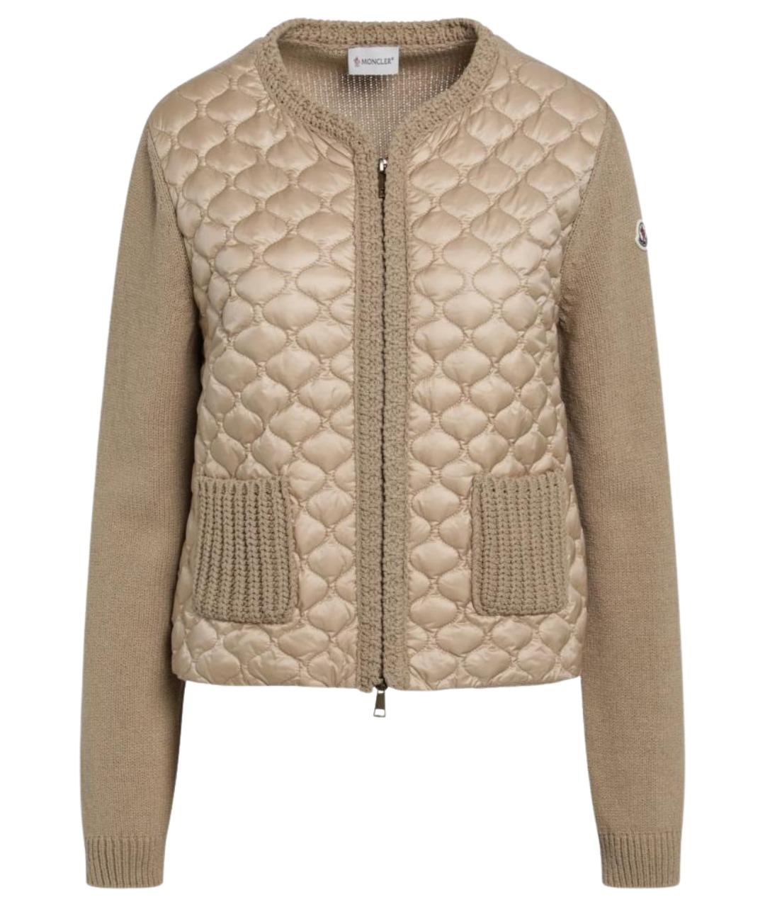 MONCLER Бежевый шерстяной кардиган, фото 1