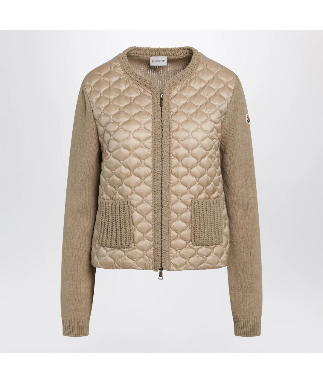 MONCLER Бежевый шерстяной кардиган, фото 3