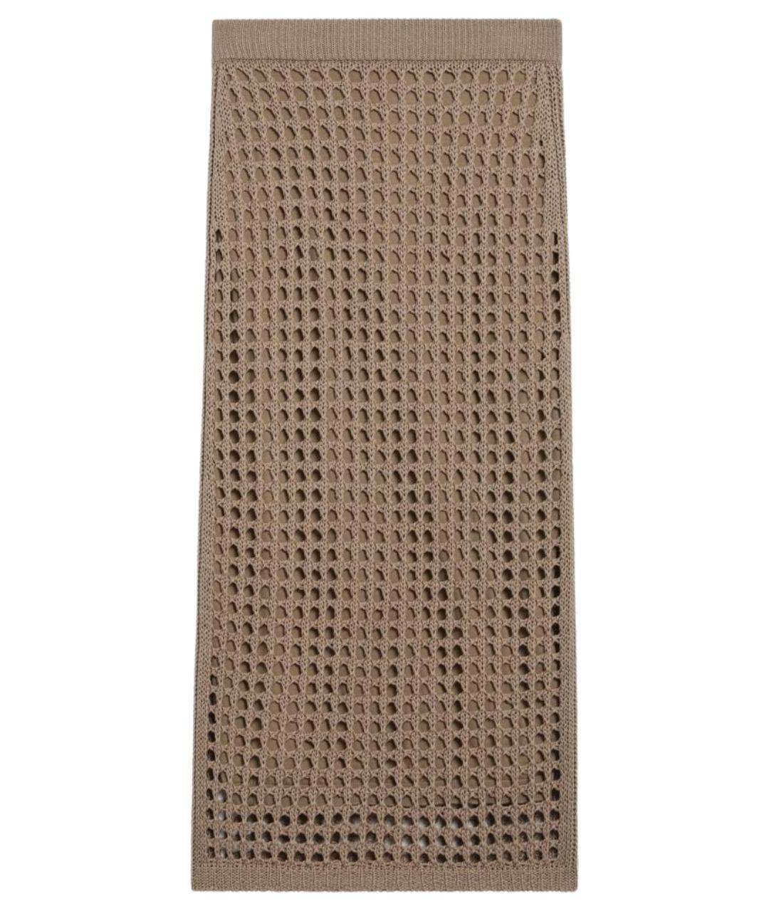 MAX MARA Коричневая хлопковая юбка миди, фото 1