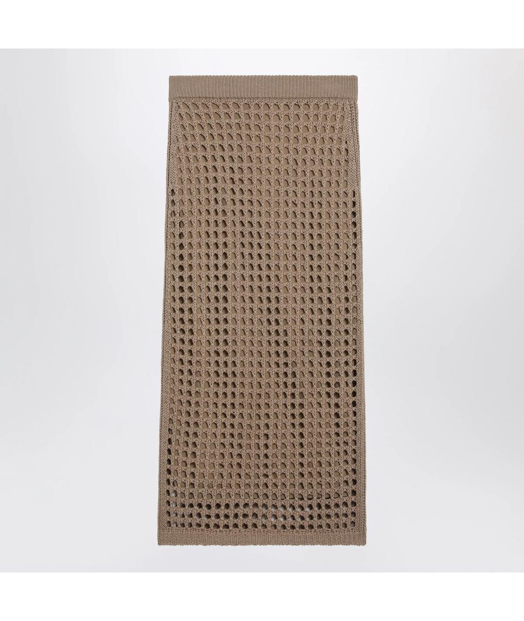 MAX MARA Коричневая хлопковая юбка миди, фото 3