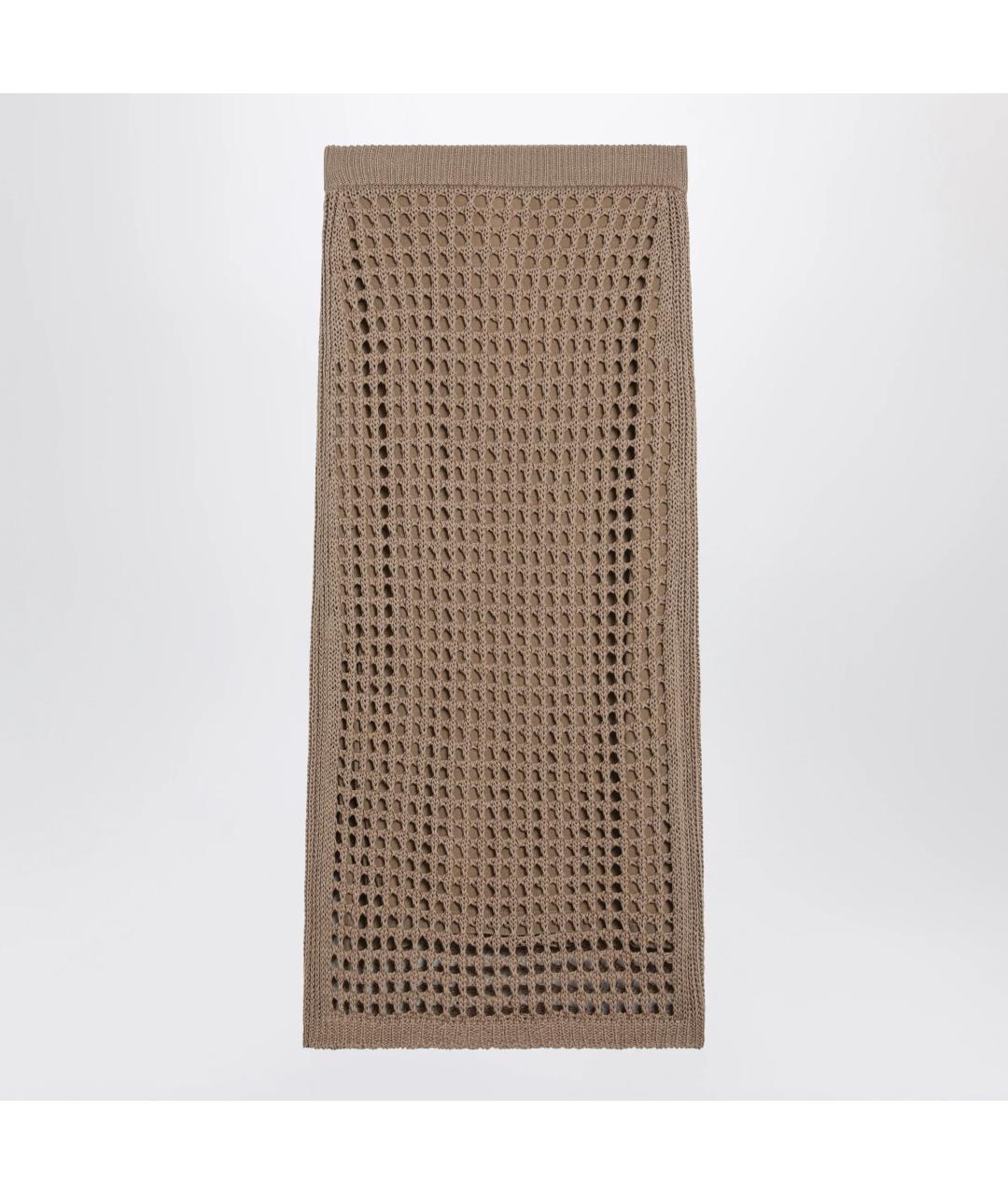 MAX MARA Коричневая хлопковая юбка миди, фото 2