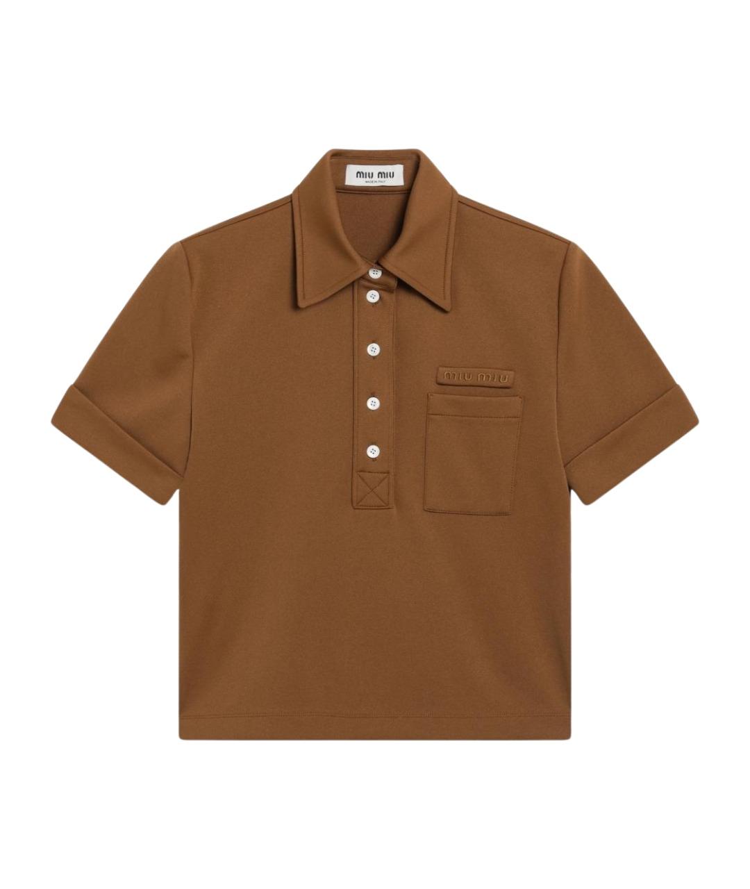 MIU MIU Коричневая хлопковая футболка, фото 1