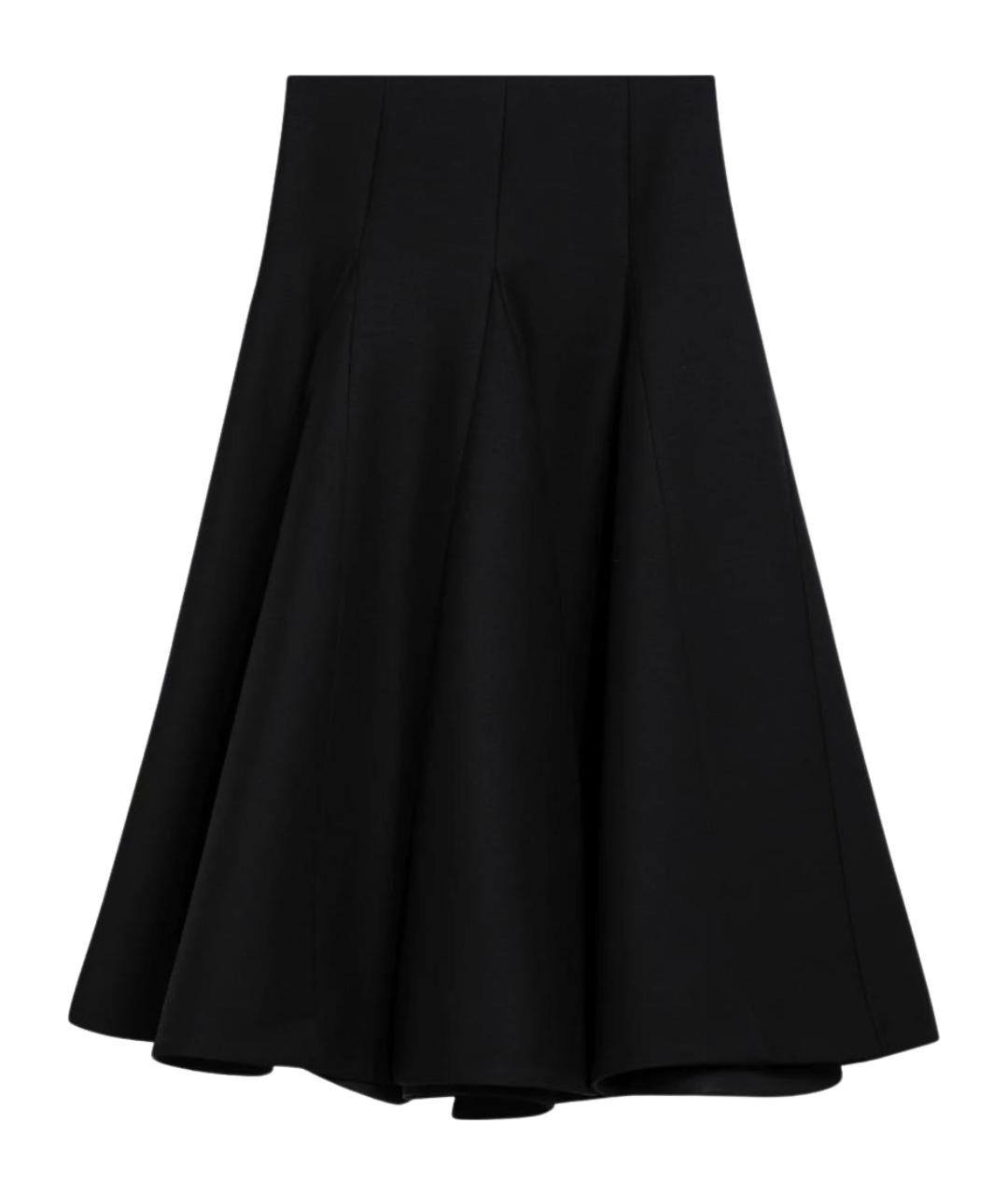 VALENTINO Черная шелковая юбка миди, фото 1