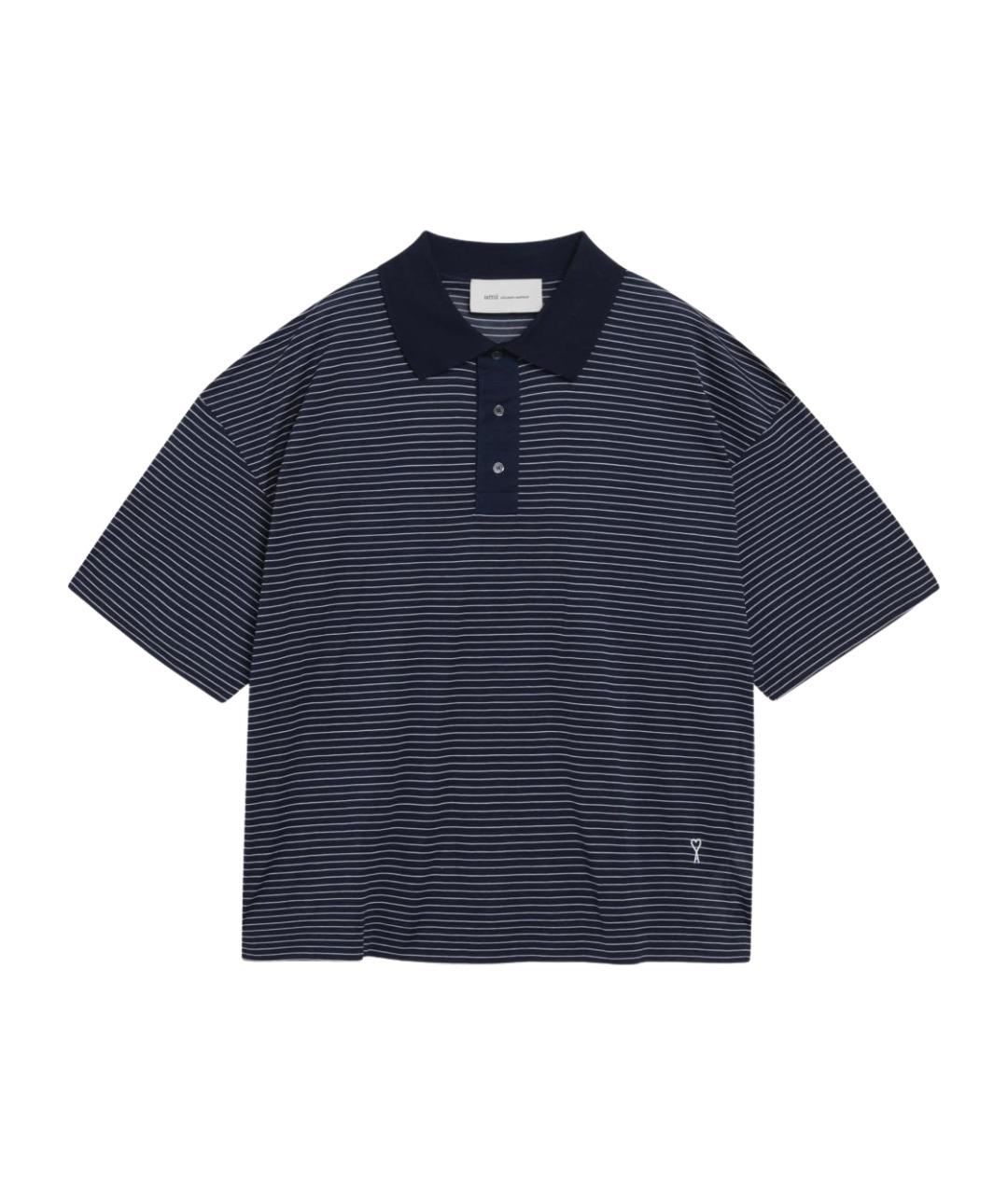 Ami Paris Черное хлопковое поло с коротким рукавом, фото 1