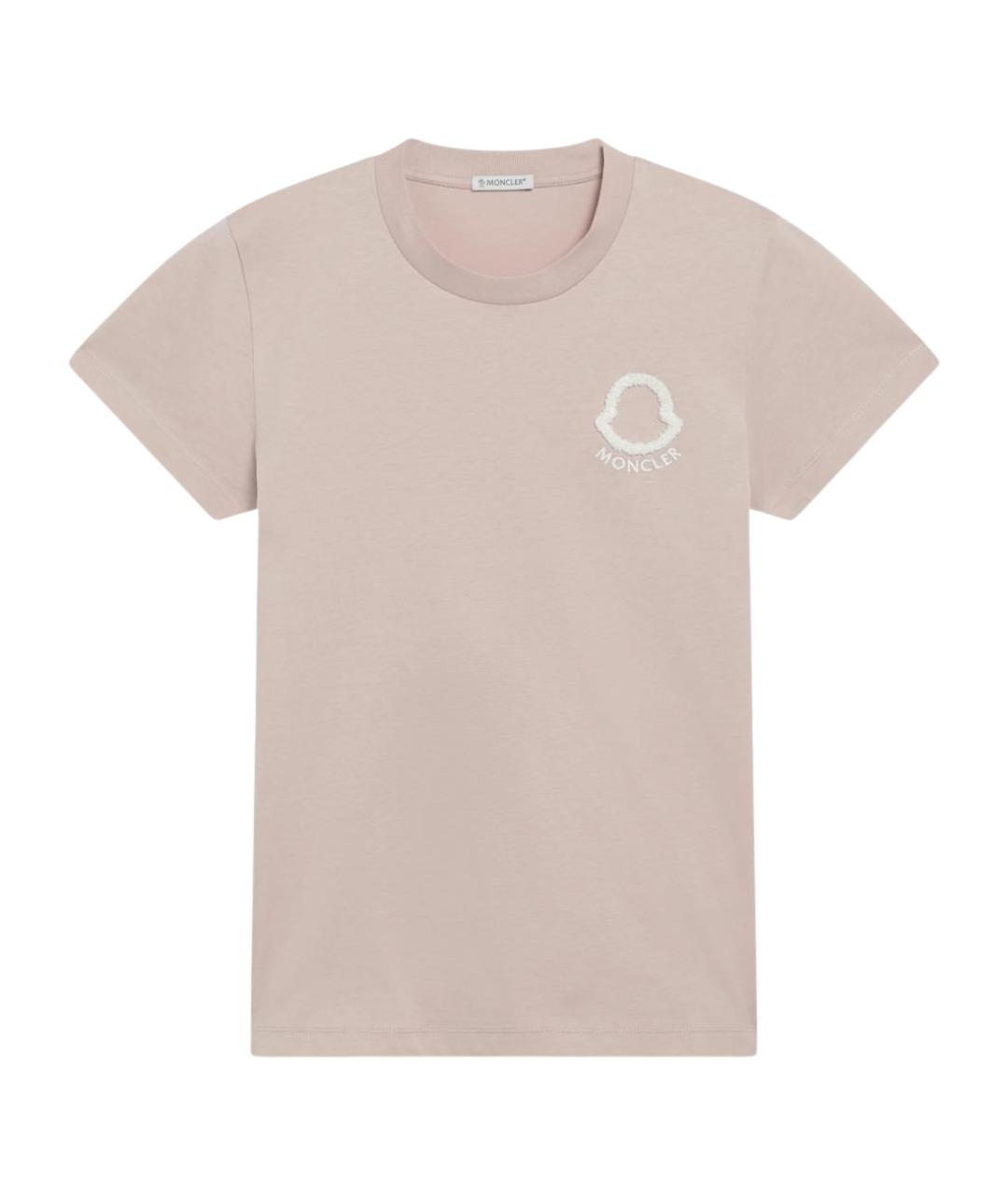MONCLER Розовая хлопковая футболка, фото 1