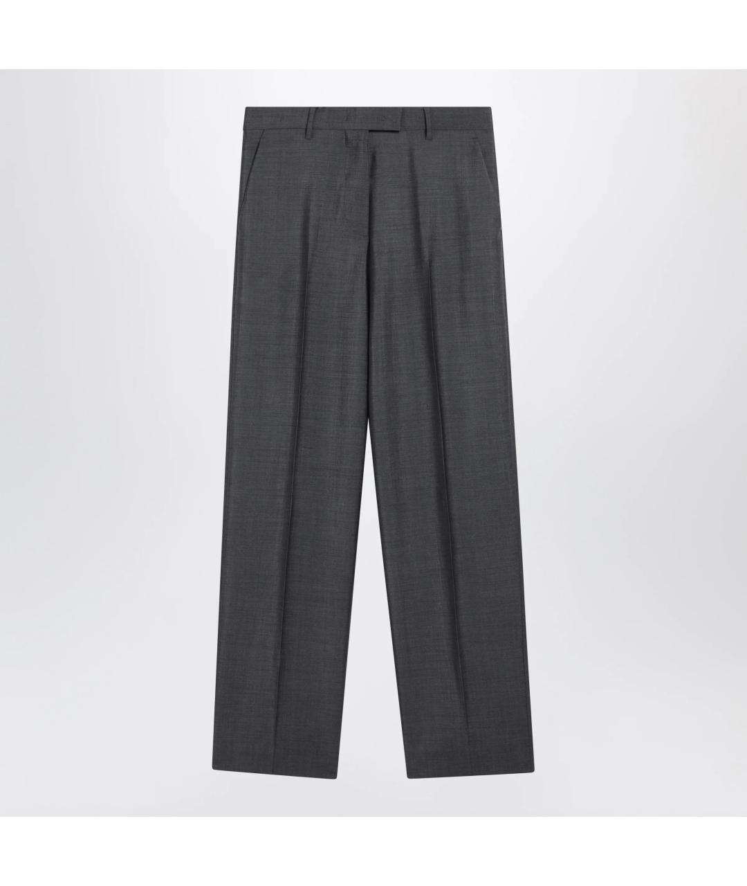 MIU MIU Серые шерстяные прямые брюки, фото 3