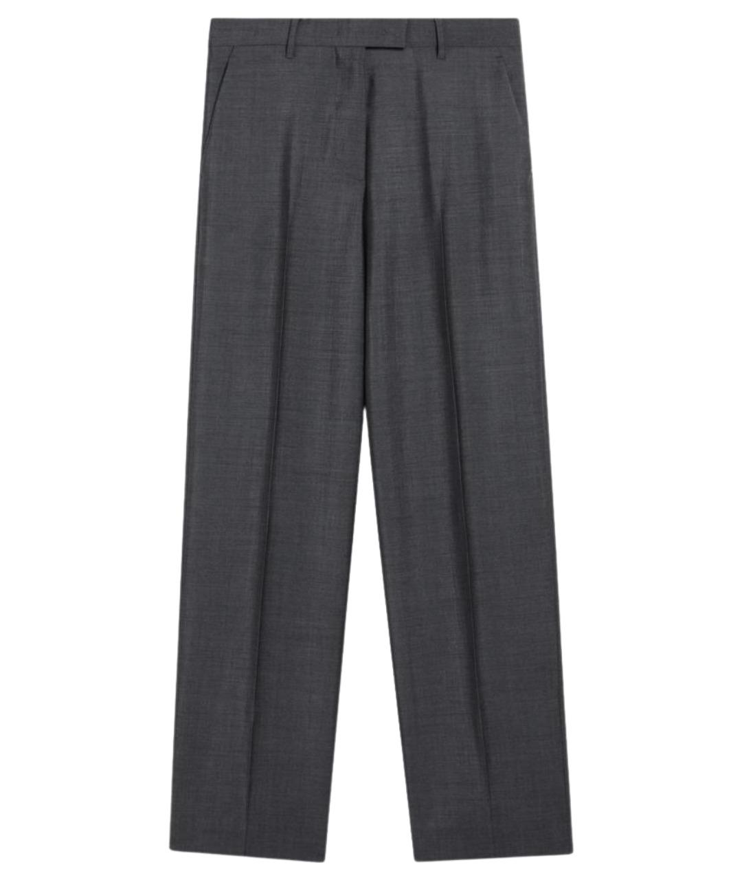 MIU MIU Серые шерстяные прямые брюки, фото 1