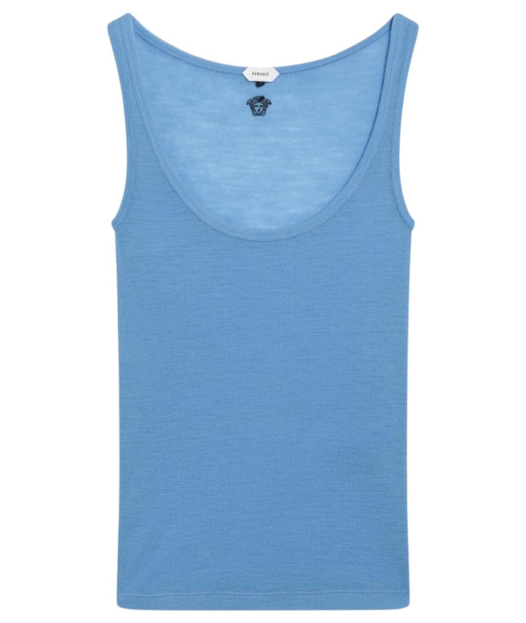 VERSACE Голубая шерстяная майка, фото 1