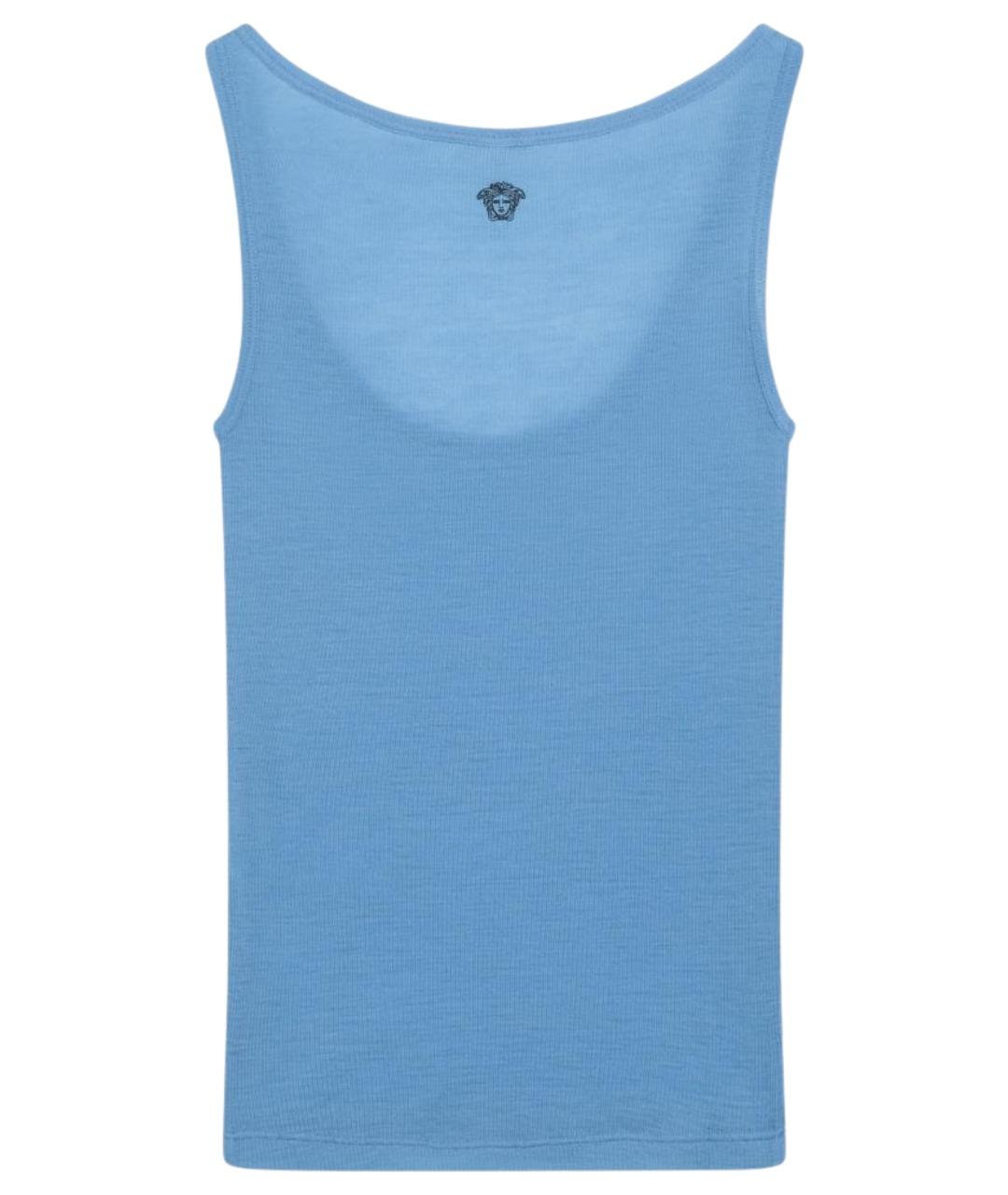 VERSACE Голубая шерстяная майка, фото 2