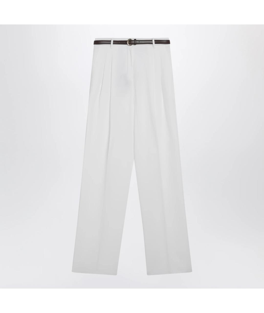 MAX MARA STUDIO Белые хлопковые прямые брюки, фото 3
