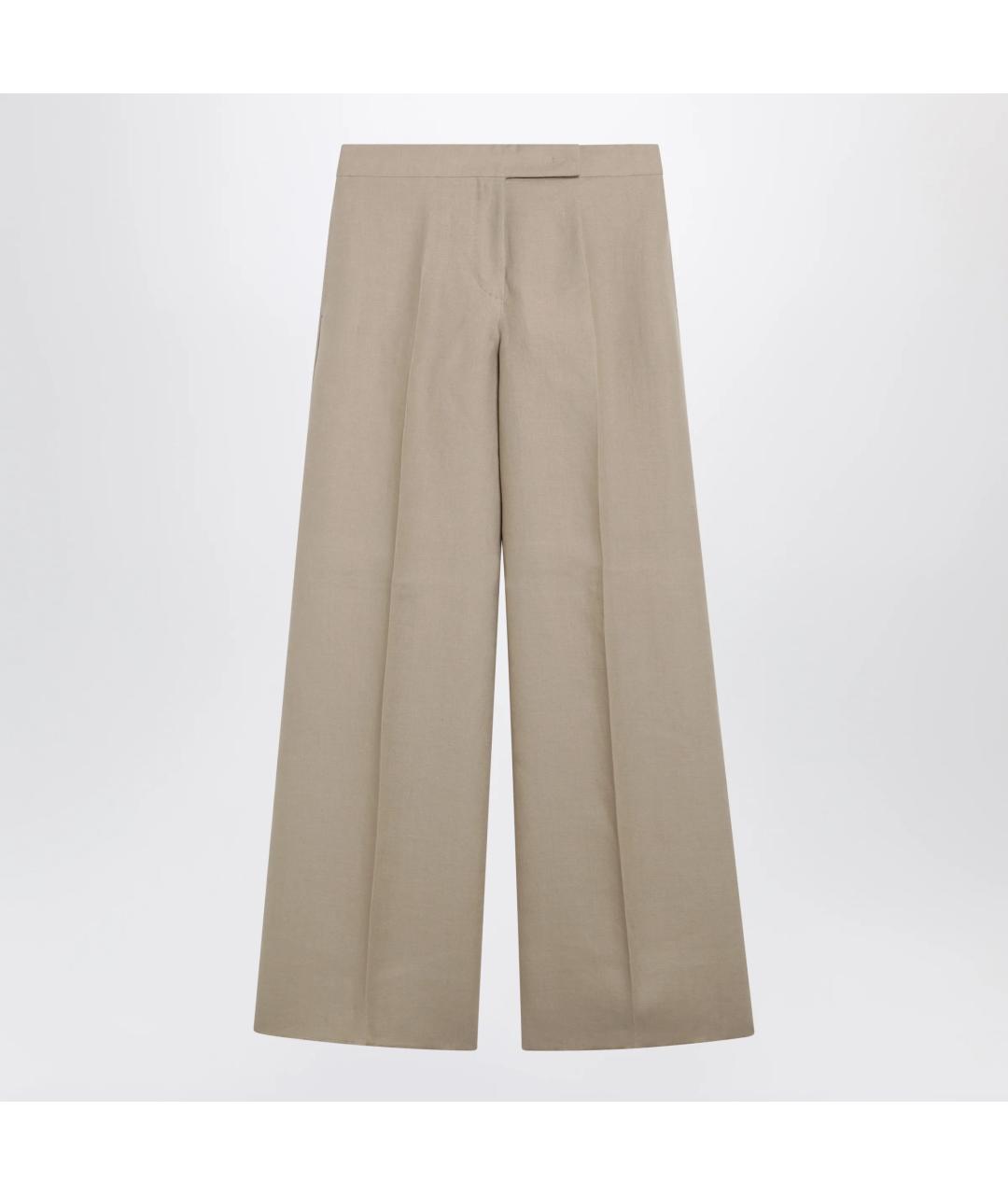 MAX MARA Бежевые льняные прямые брюки, фото 3